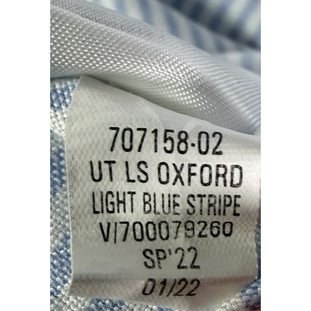 Banana Republic Untucked Oxford Shirt Men Small Blue White Stripe Organic Cotton